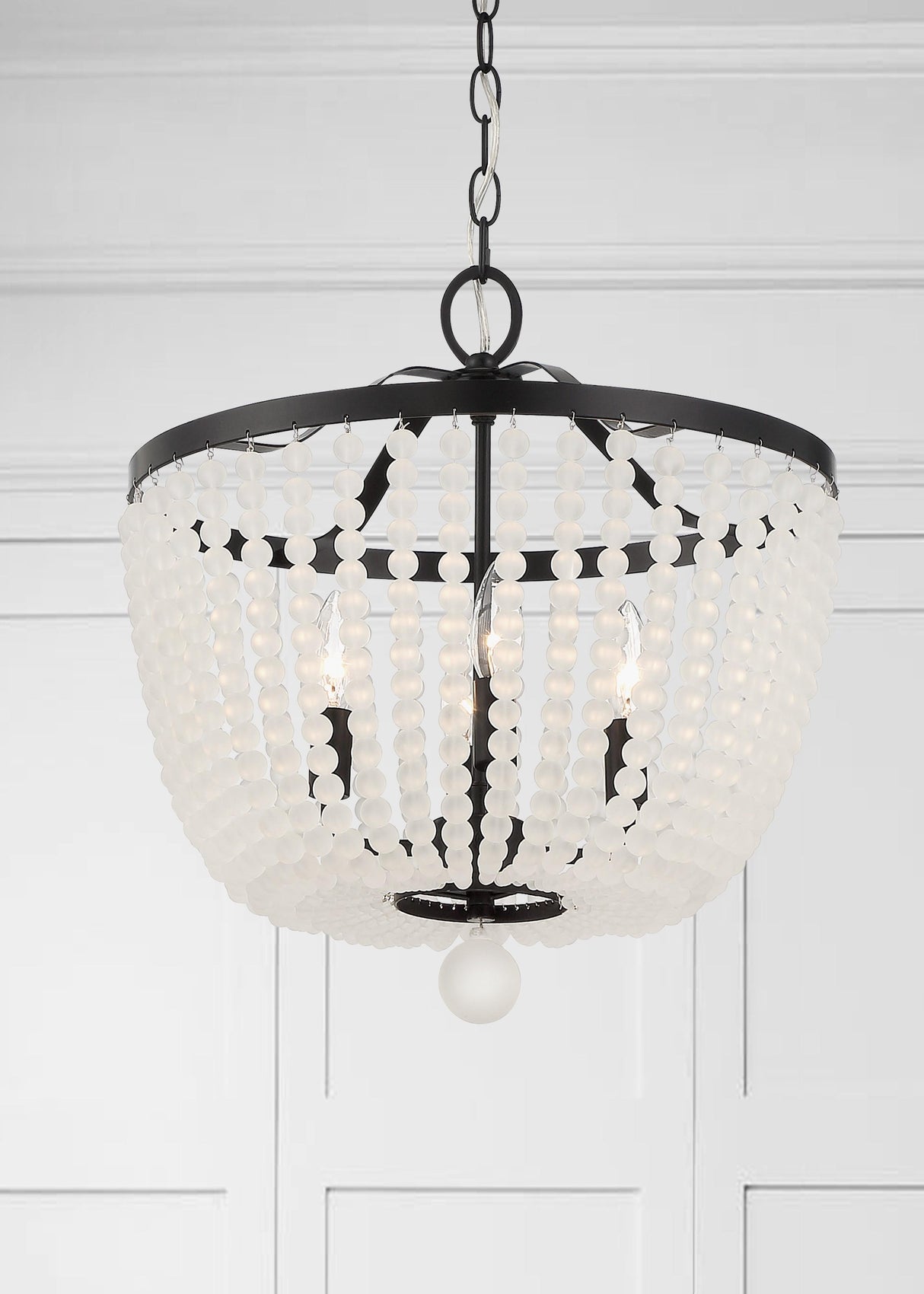Crystorama Rylee 4 Light Matte Black Frosted Beads Chandelier