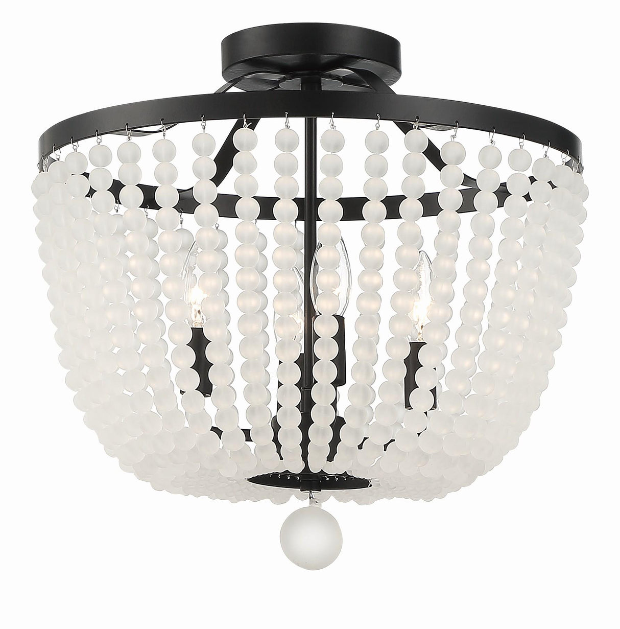 Crystorama Rylee 4 Light Matte Black Frosted Beads Semi Flush Mount