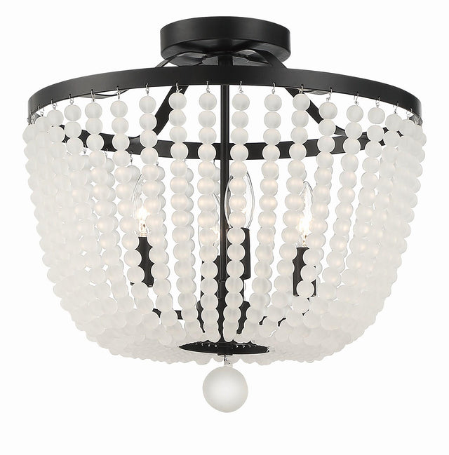Crystorama Rylee 4 Light Matte Black Frosted Beads Semi Flush Mount