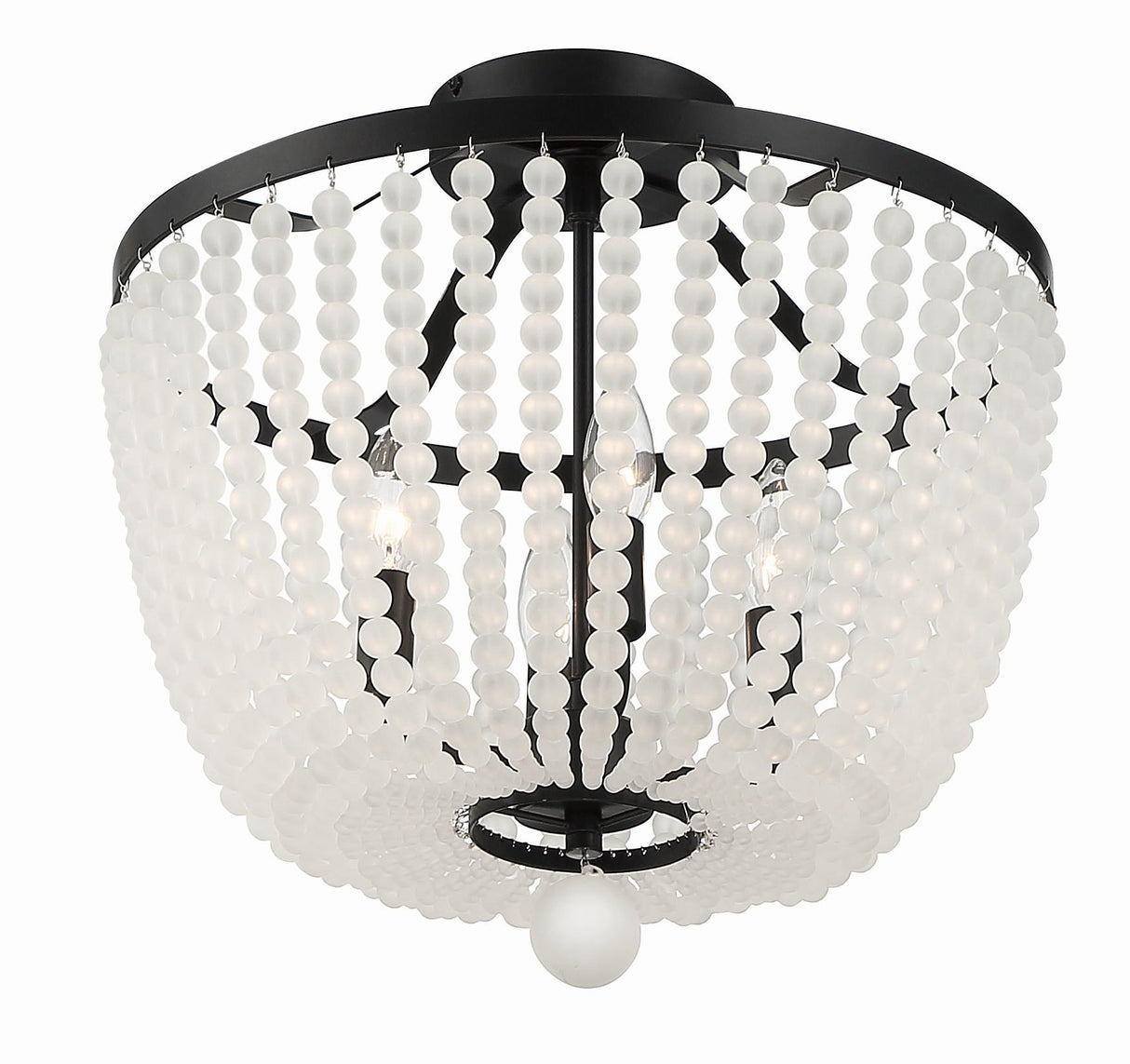 Crystorama Rylee 4 Light Matte Black Frosted Beads Semi Flush Mount