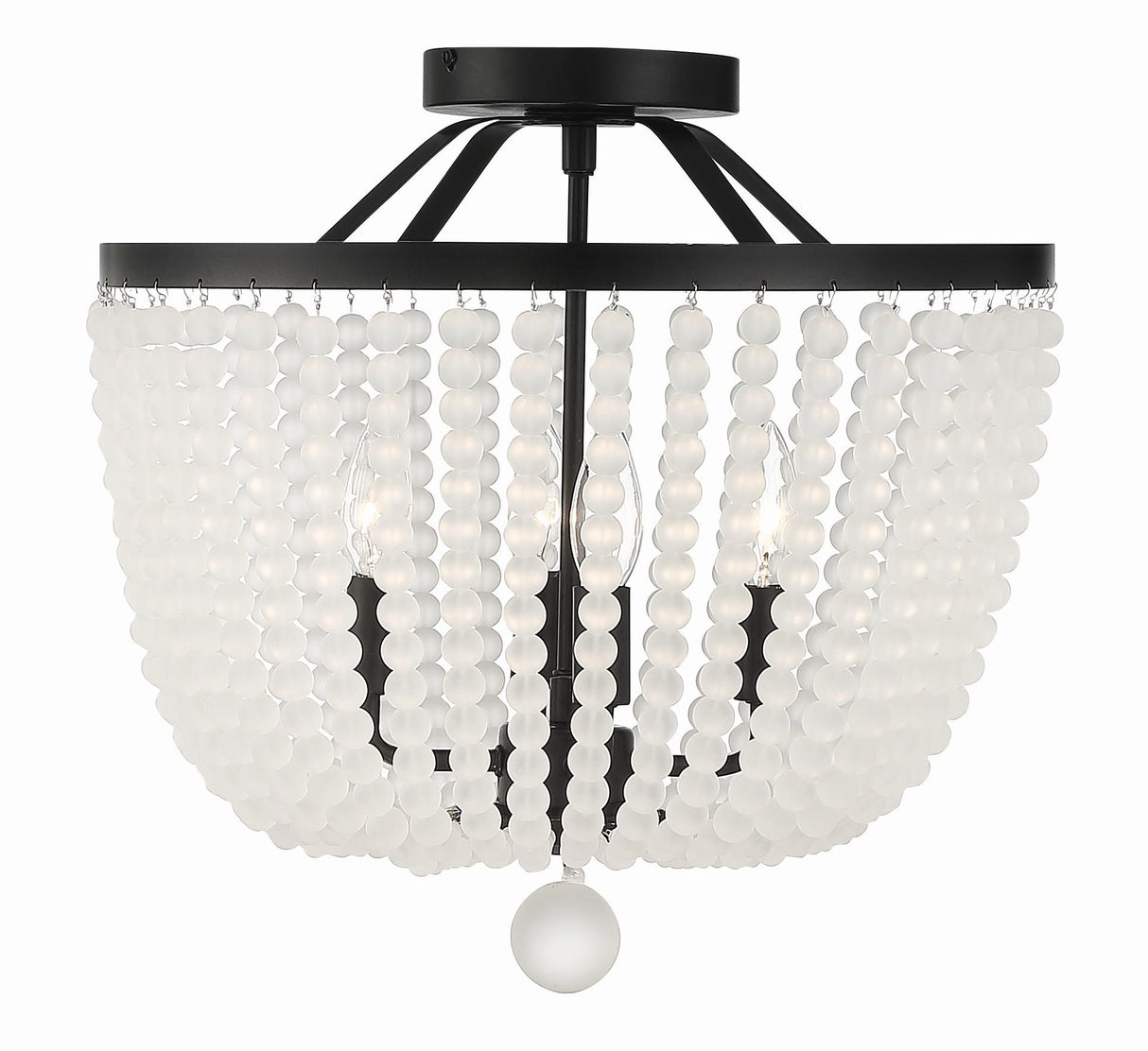 Crystorama Rylee 4 Light Matte Black Frosted Beads Semi Flush Mount