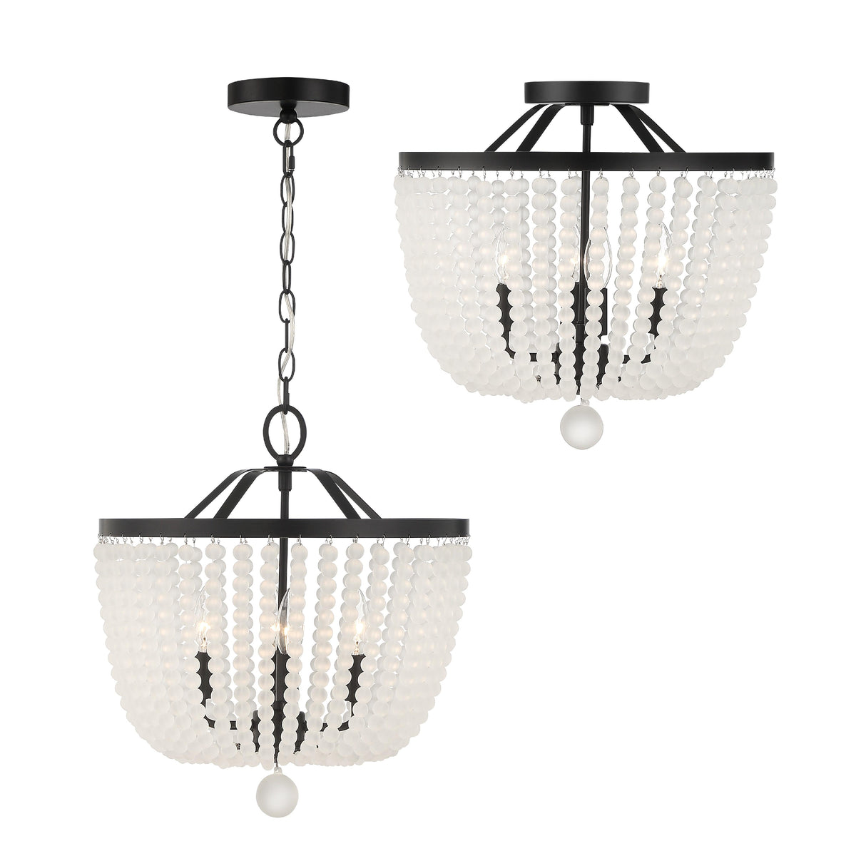 Crystorama Rylee 4 Light Matte Black Frosted Beads Semi Flush Mount