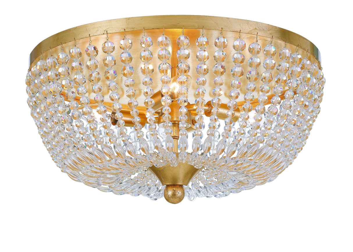 Crystorama Rylee 4 Light Antique Gold Flush Mount