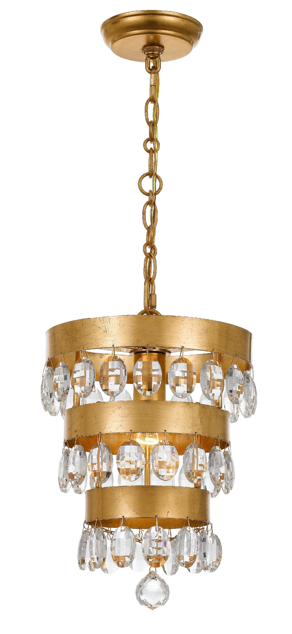 Crystorama Perla 1 Light Antique Gold Mini Pendant