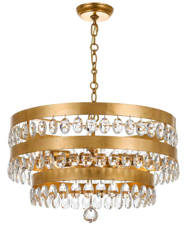 Crystorama Perla 5 Light Antique Gold Chandelier