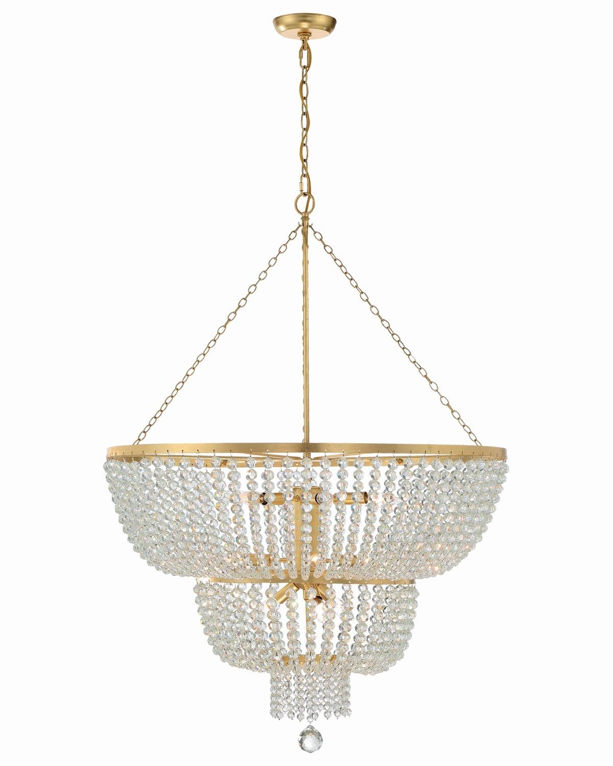 Crystorama Rylee 12 Light Antique Gold Chandelier