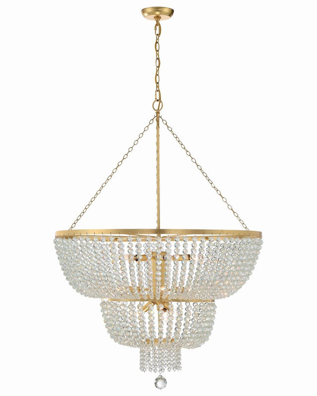 Crystorama Rylee 12 Light Antique Gold Chandelier