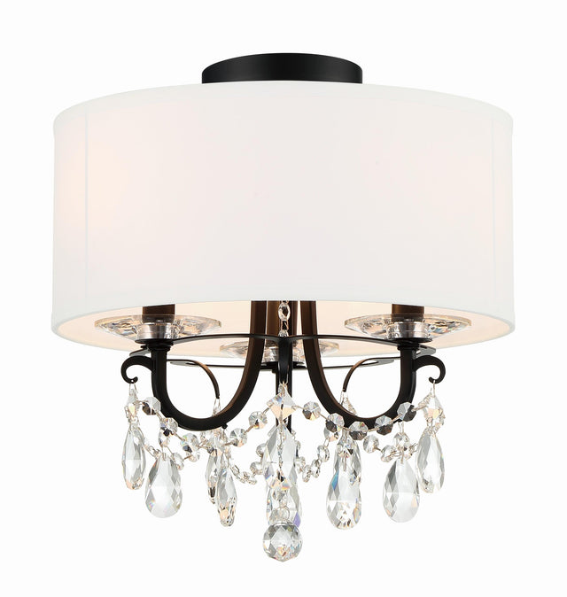 Crystorama Othello 3 Light Matte Black Semi Flush Mount