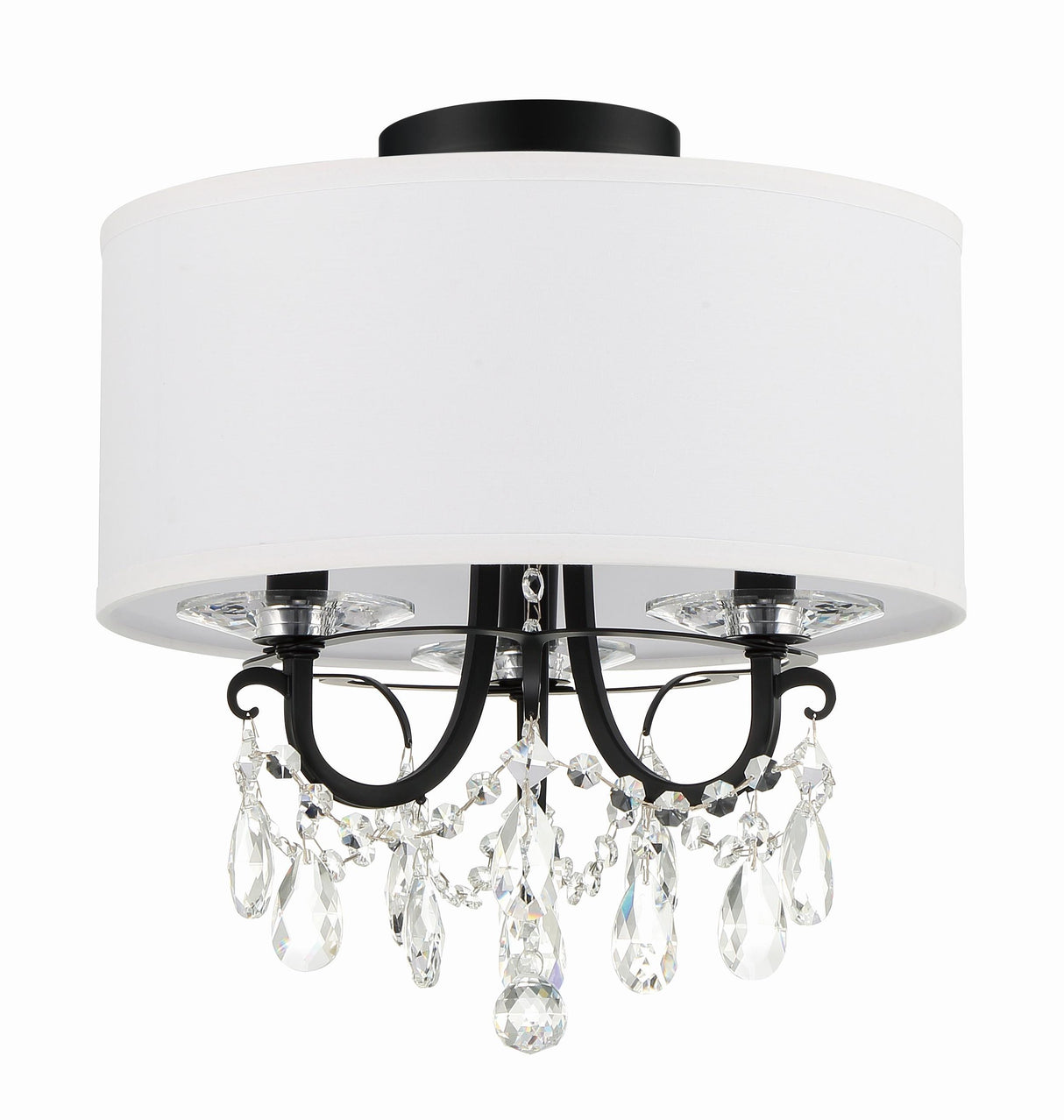 Crystorama Othello 3 Light Matte Black Semi Flush Mount