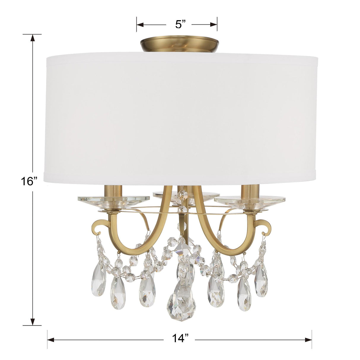 Crystorama Othello 3 Light Vibrant Gold Semi Flush Mount