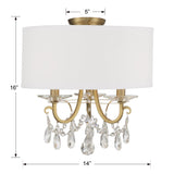 Crystorama Othello 3 Light Vibrant Gold Semi Flush Mount