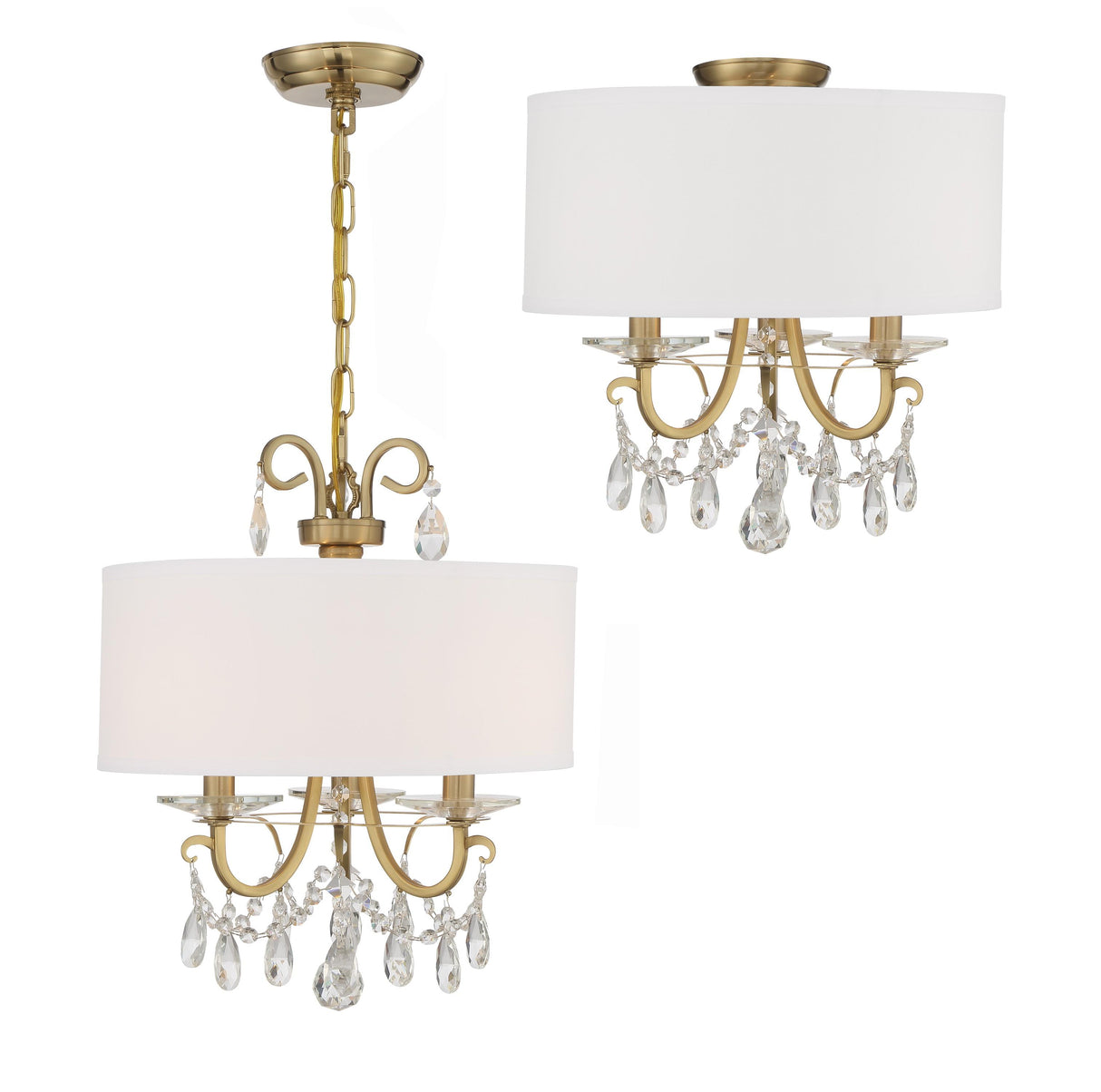 Crystorama Othello 3 Light Vibrant Gold Semi Flush Mount