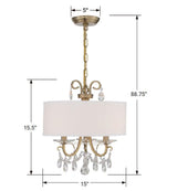 Crystorama Othello 3 Light Spectra Crystal Vibrant Gold Mini Chandelier