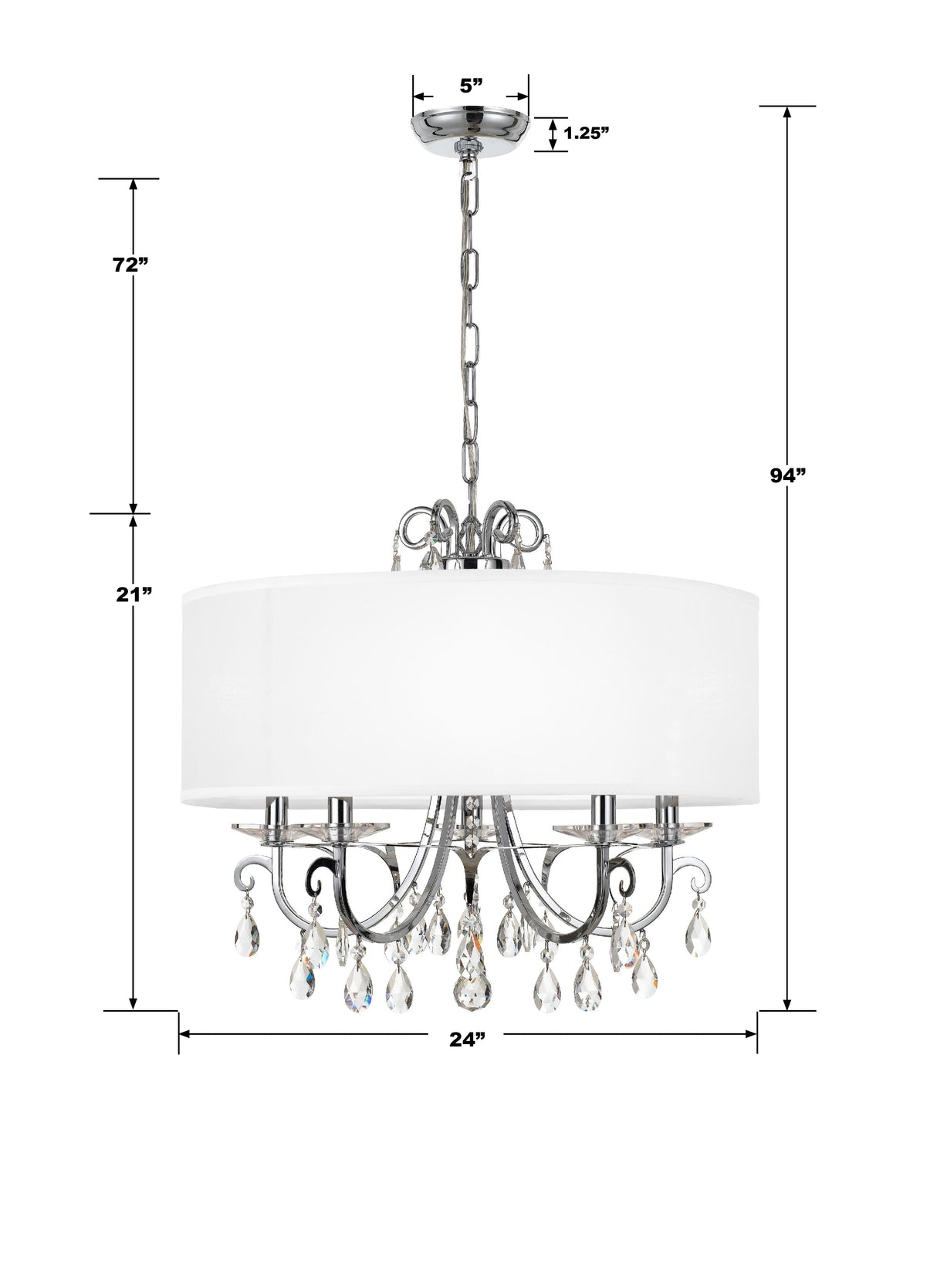 Crystorama Othello 5 Light Clear Crystal Polished Chrome Chandelier