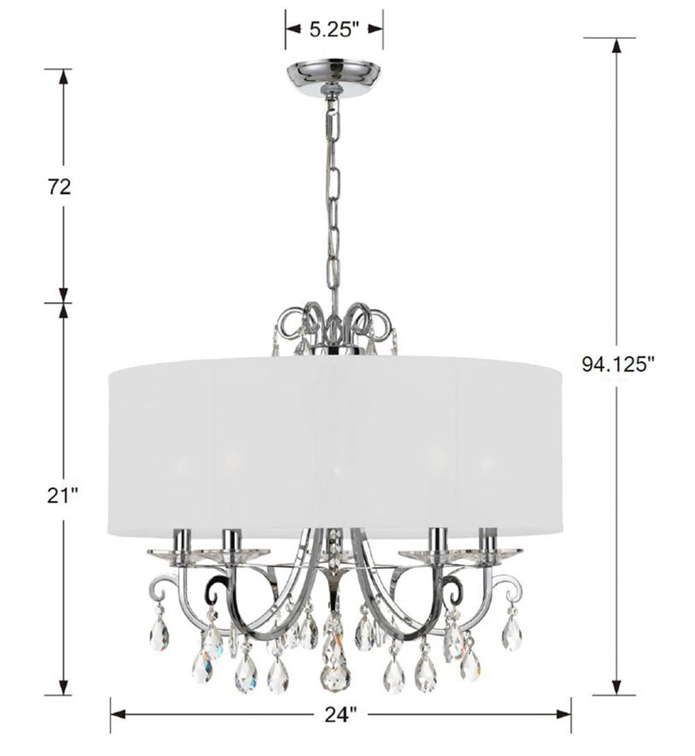 Crystorama Othello 5 Light Spectra Crystal Polished Chrome Chandelier