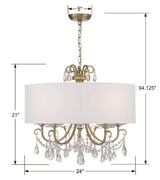 Crystorama Othello 5 Light Swarovski Strass Crystal Vibrant Gold Chandelier