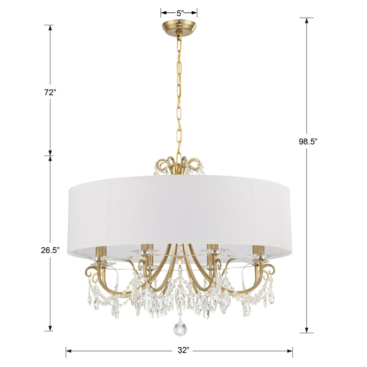 Crystorama Othello 8 Light Vibrant Gold Chandelier