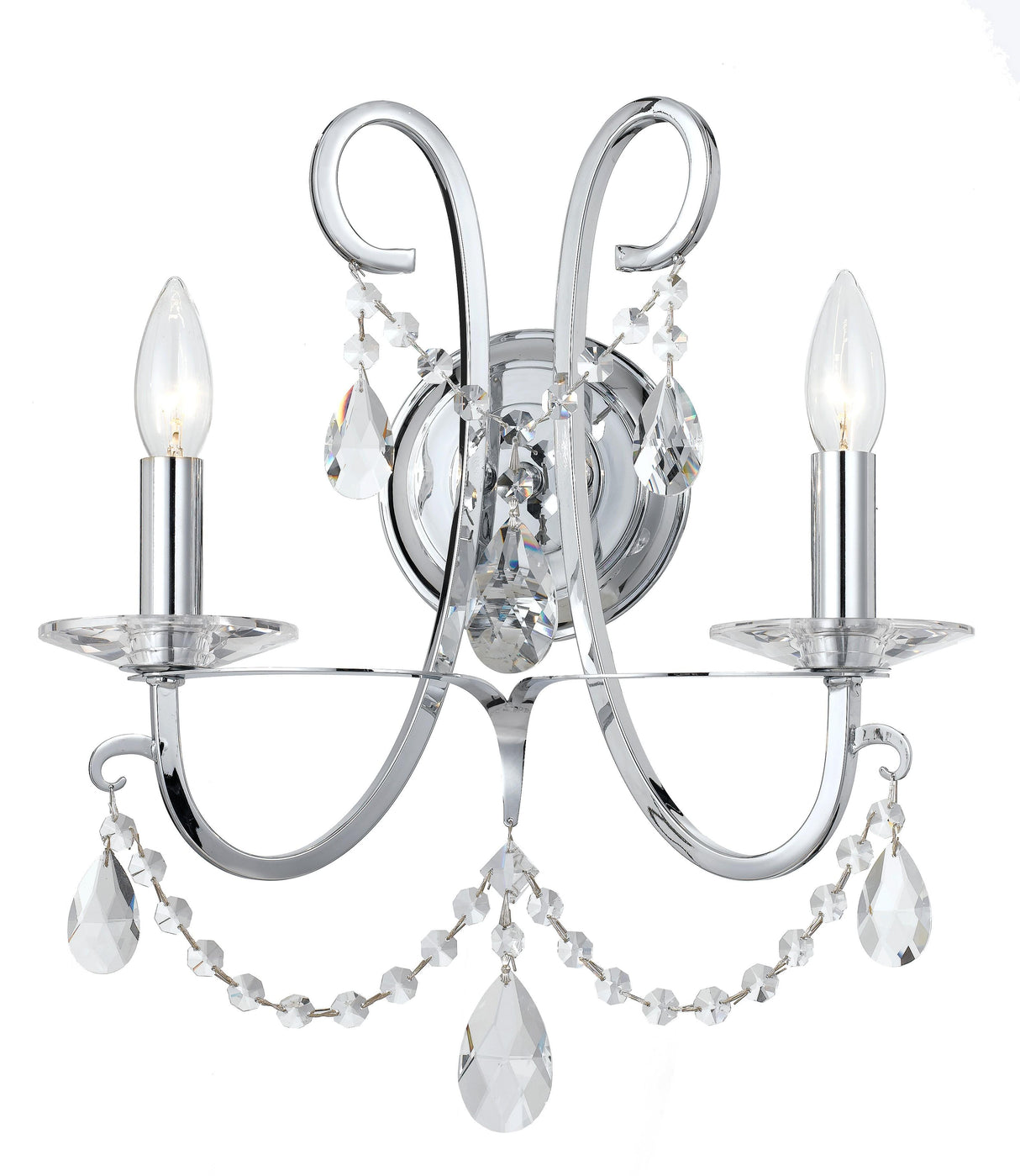 Crystorama Othello 2 Light Polished Chrome Sconce
