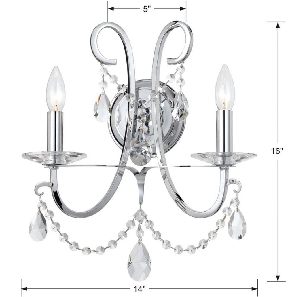 Crystorama Othello 2 Light Polished Chrome Sconce