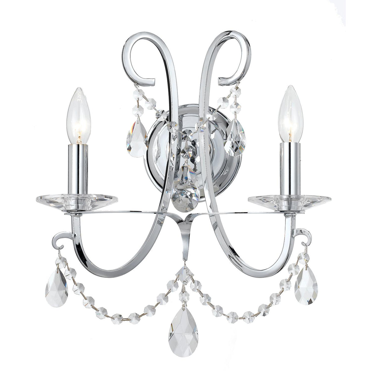 Crystorama Othello 2 Light Polished Chrome Sconce