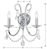 Crystorama Othello 2 Light Spectra Crystal Polished Chrome Sconce
