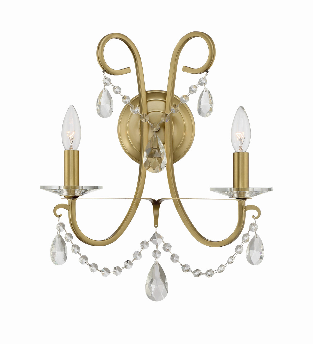 Crystorama Othello 2 Light Swarovski Strass Crystal Vibrant Gold Sconce