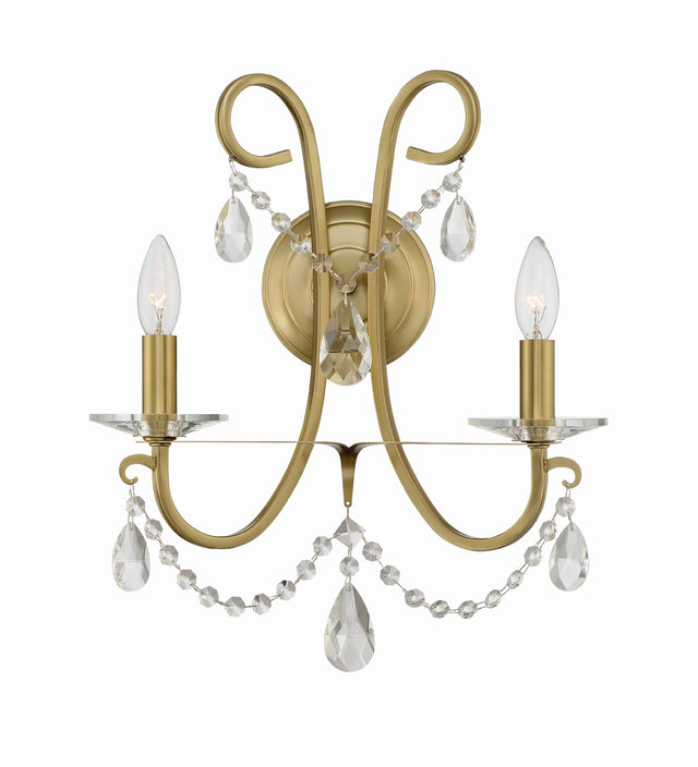Crystorama Othello 2 Light Swarovski Strass Crystal Vibrant Gold Sconce