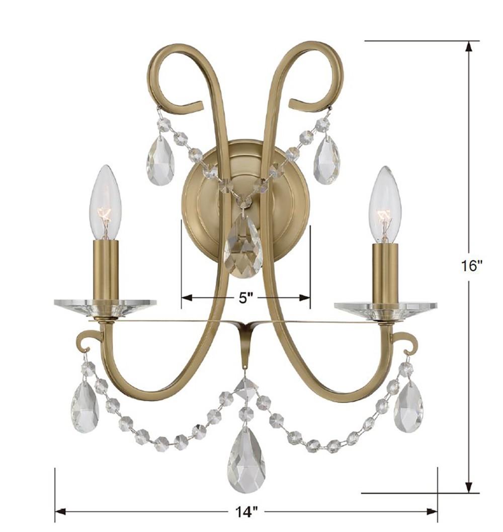 Crystorama Othello 2 Light Spectra Crystal Vibrant Gold Sconce