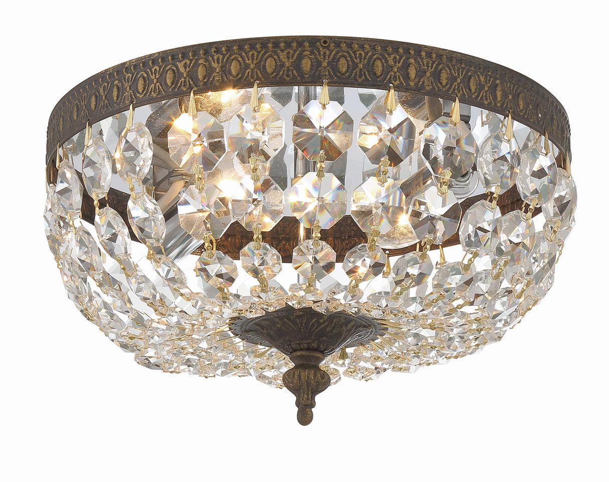 Crystorama Crystorama 2 Light Clear Italian Crystal English Bronze Flush Mount