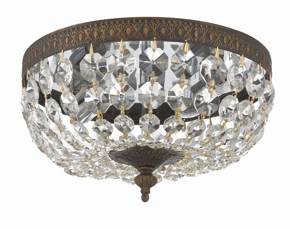 Crystorama Crystorama 2 Light Clear Italian Crystal English Bronze Flush Mount
