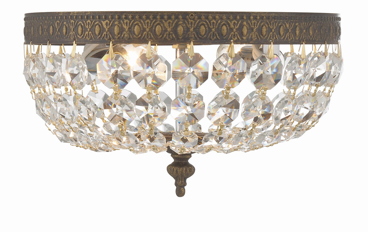 Crystorama Crystorama 2 Light Clear Italian Crystal English Bronze Flush Mount