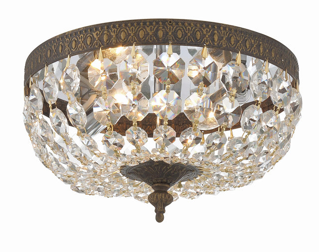 Crystorama Crystorama 2 Light Hand Cut Crystal English Bronze Flush Mount