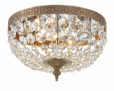 Crystorama Crystorama 2 Light Clear Italian Crystal Olde Brass Flush Mount