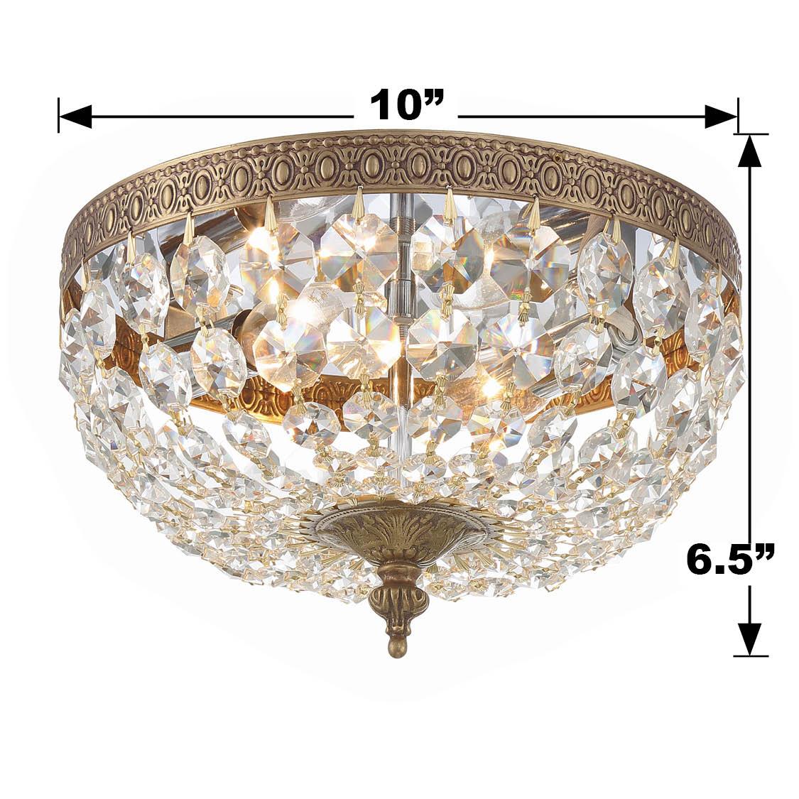 Crystorama Crystorama 2 Light Clear Italian Crystal Olde Brass Flush Mount
