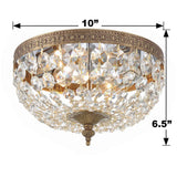 Crystorama Crystorama 2 Light Clear Italian Crystal Olde Brass Flush Mount
