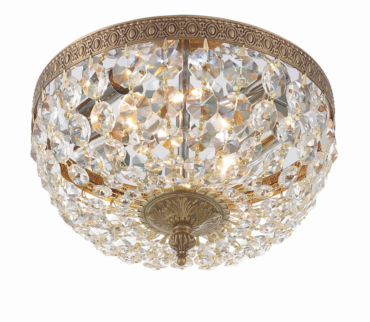 Crystorama Crystorama 2 Light Clear Italian Crystal Olde Brass Flush Mount