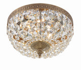Crystorama Crystorama 2 Light Clear Italian Crystal Olde Brass Flush Mount