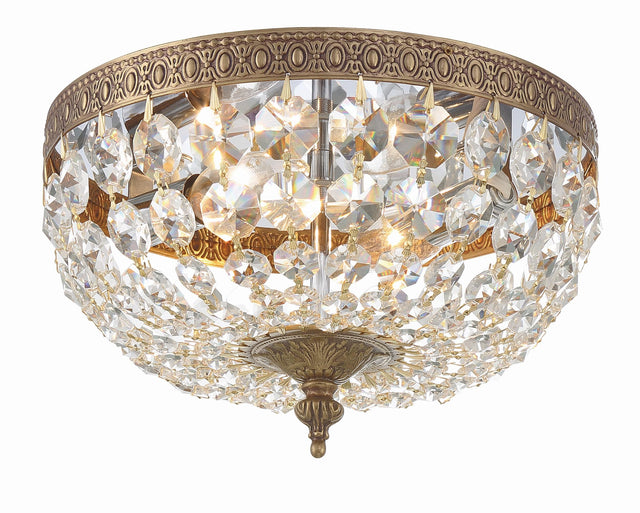 Crystorama Crystorama 2 Light Hand Cut Crystal Olde Brass Flush Mount