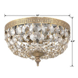 Crystorama Crystorama 2 Light Golden Teak Crystal Olde Brass Flush Mount