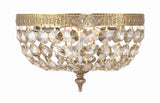 Crystorama Crystorama 2 Light Golden Teak Crystal Olde Brass Flush Mount