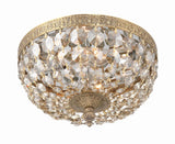 Crystorama Crystorama 2 Light Golden Teak Crystal Olde Brass Flush Mount