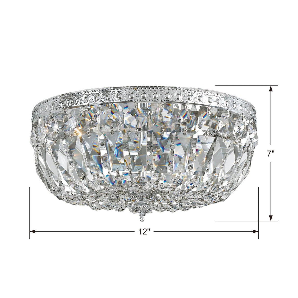 Crystorama Crystorama 3 Light Clear Italian Crystal Polished Chrome Flush Mount