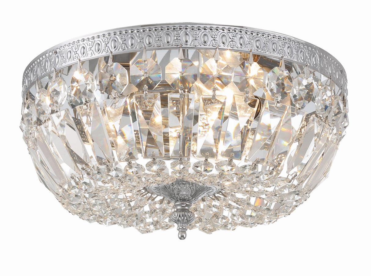 Crystorama Crystorama 3 Light Hand Cut Crystal Polished Chrome Flush Mount