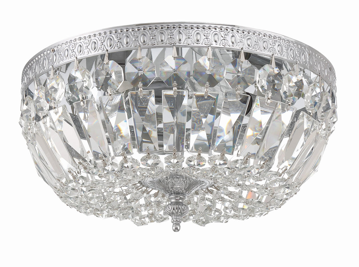 Crystorama Crystorama 3 Light Hand Cut Crystal Polished Chrome Flush Mount