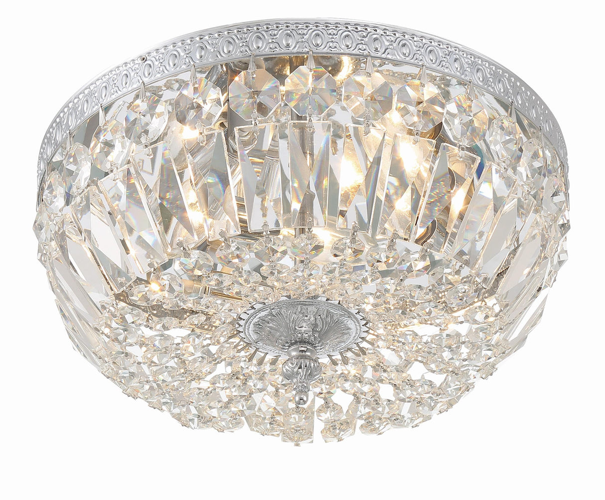 Crystorama Crystorama 3 Light Hand Cut Crystal Polished Chrome Flush Mount