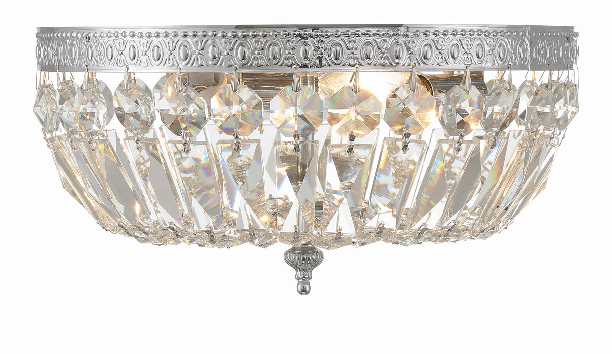 Crystorama Crystorama 3 Light Hand Cut Crystal Polished Chrome Flush Mount