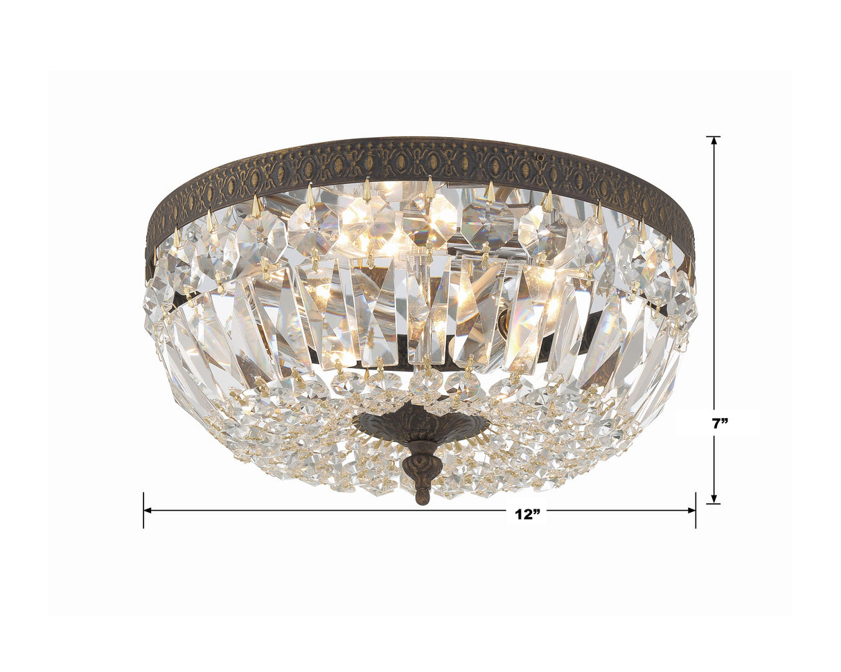 Crystorama Crystorama 3 Light Clear Italian Crystal English Bronze Flush Mount