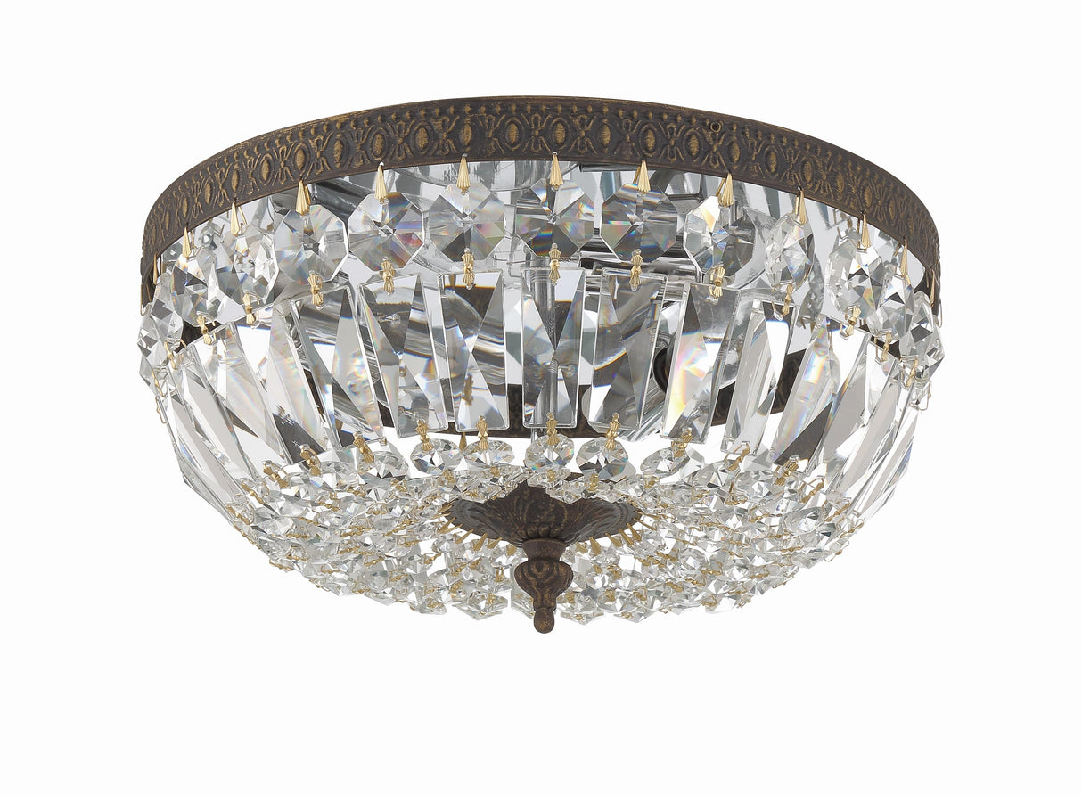 Crystorama Crystorama 3 Light Clear Italian Crystal English Bronze Flush Mount