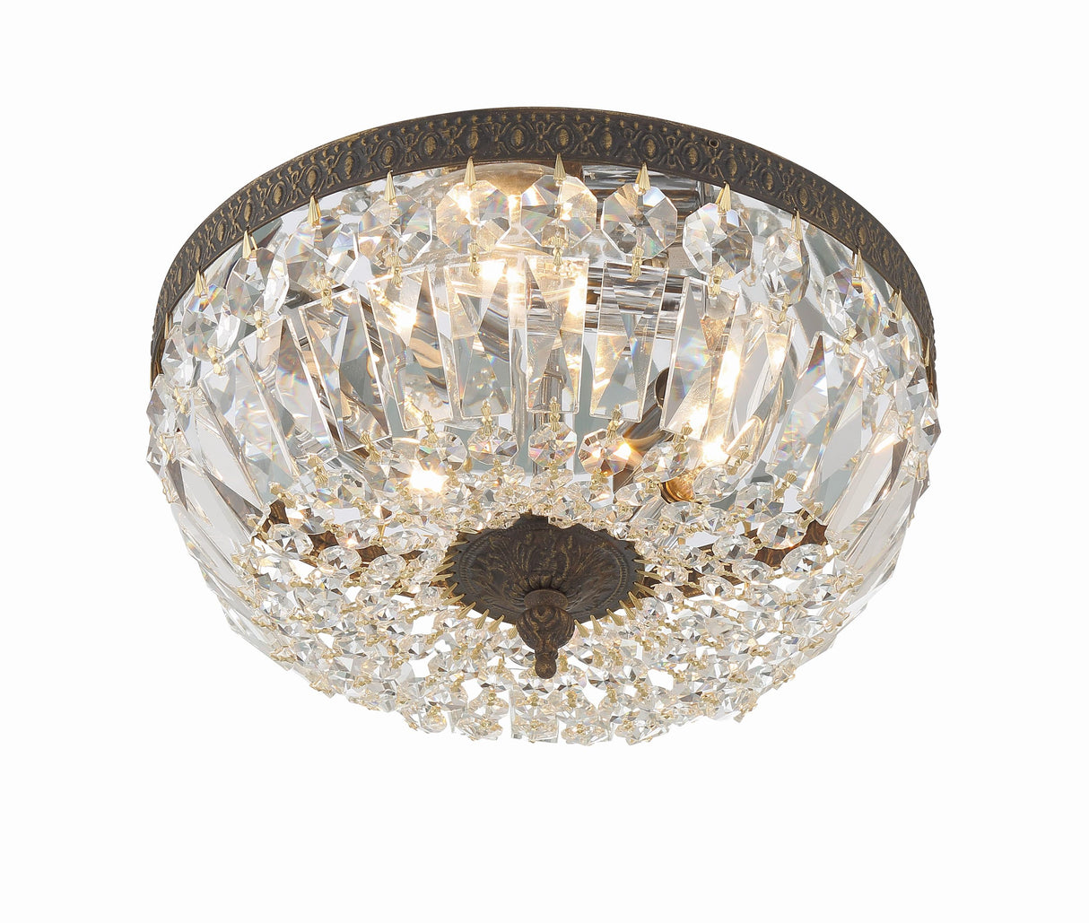 Crystorama Crystorama 3 Light Clear Italian Crystal English Bronze Flush Mount