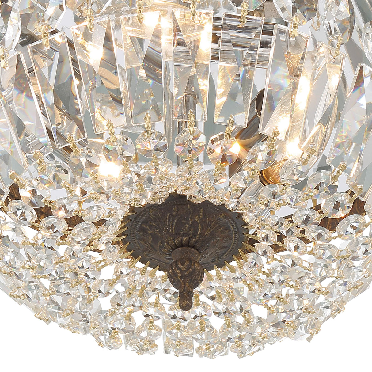 Crystorama Crystorama 3 Light Clear Italian Crystal English Bronze Flush Mount